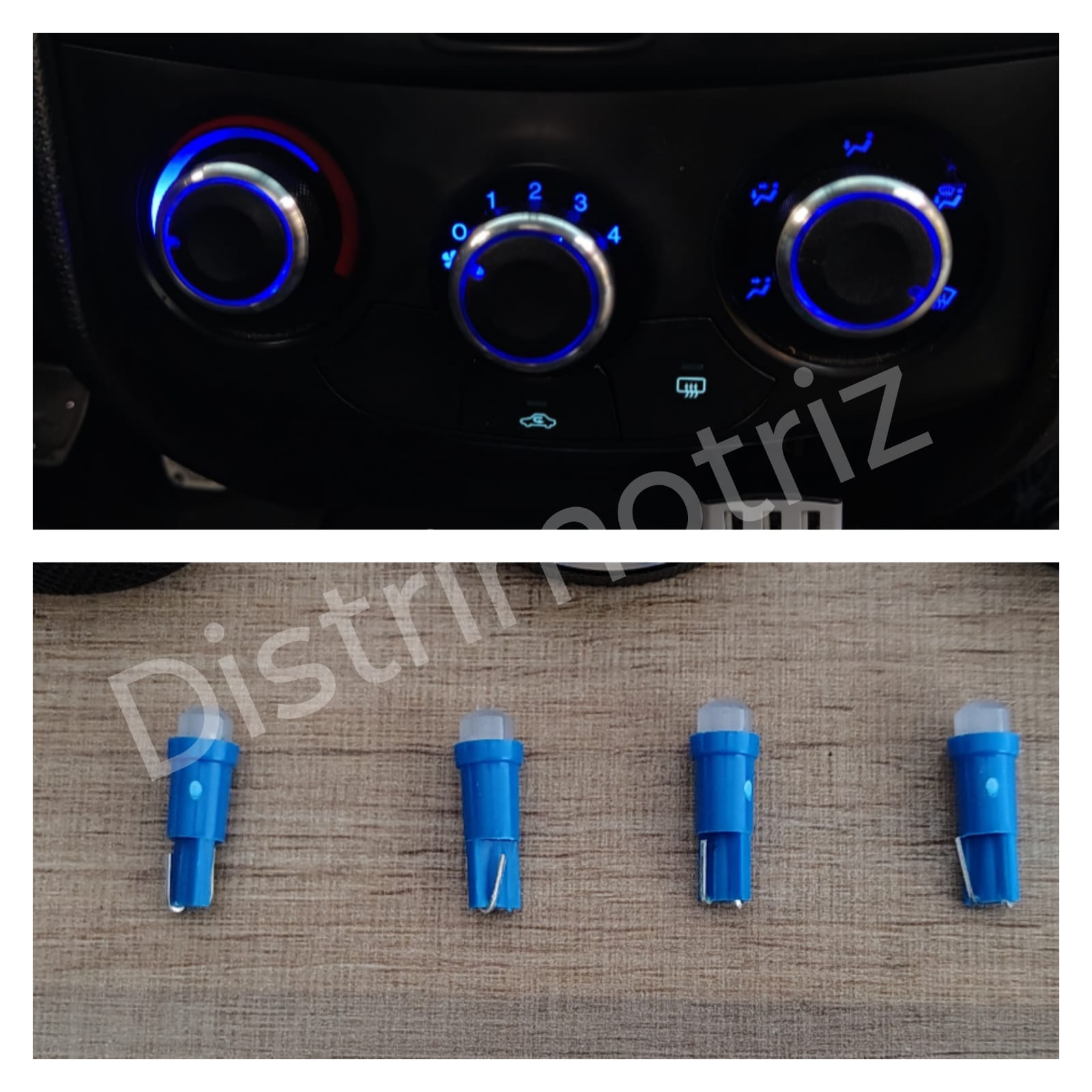 Conjunto Perillas De Lujo Calefaccion y Bombillos Color Azul Chevrolet Sail